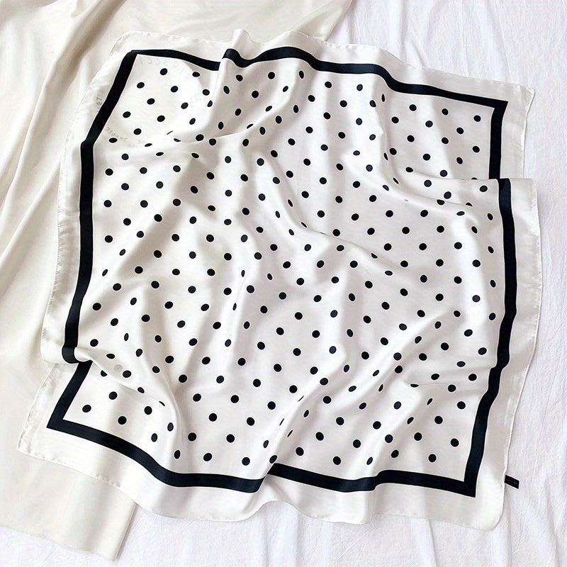 Polka Dot Print Square Scarf Bandana Satin Neckerchief Casual Head Wrap