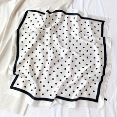 Polka Dot Print Square Scarf Bandana Satin Neckerchief Casual Head Wrap