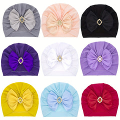 Baby Girls Bowknot Turban Beanie Cap Headwear Accessories