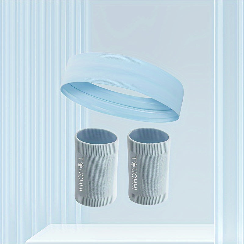 3PCS Sports Sweat Wristband & Headband Set Unisex