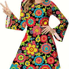 Floral Print Bell Sleeve Plus Size Dress