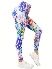 Colorful Block Print Yoga Pants High Stretch Running Workout Fitness Legg
