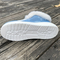 Christmas Snowflake Snowman Print Furry Boat Shoes
