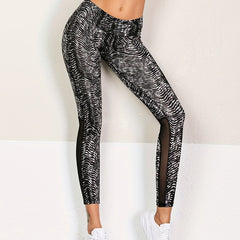 Striped Mesh Crop Pants Butt Lifting Yoga Leggings Women's Activewear