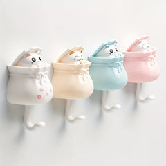Cute Kitten Coat Hook with Punch-Free Installation