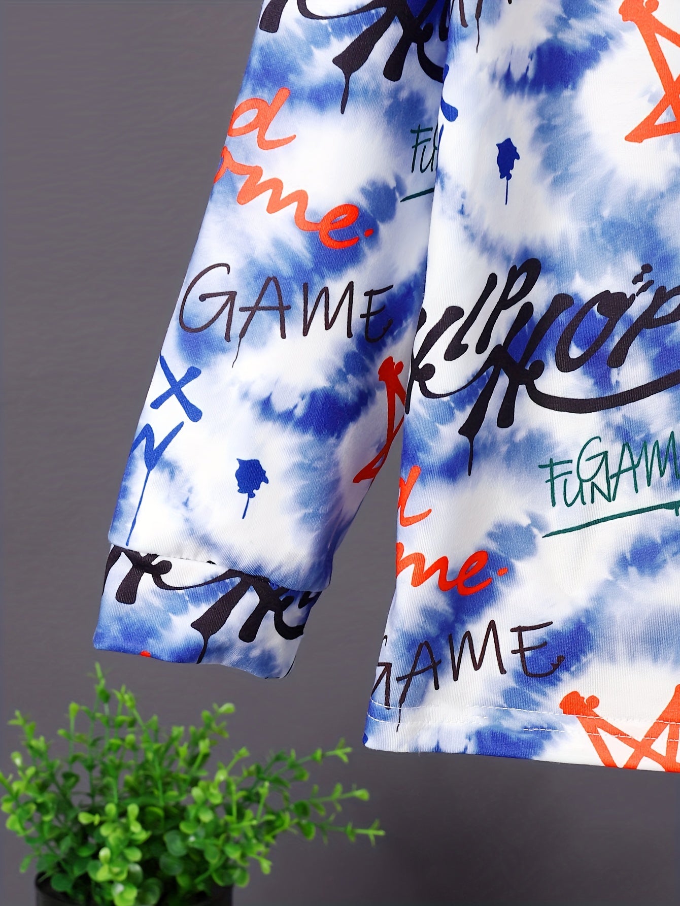 Graffiti Pattern Boy's 2pcs Hoodie & Sweatpants Set Tie Dye Casual Outfits