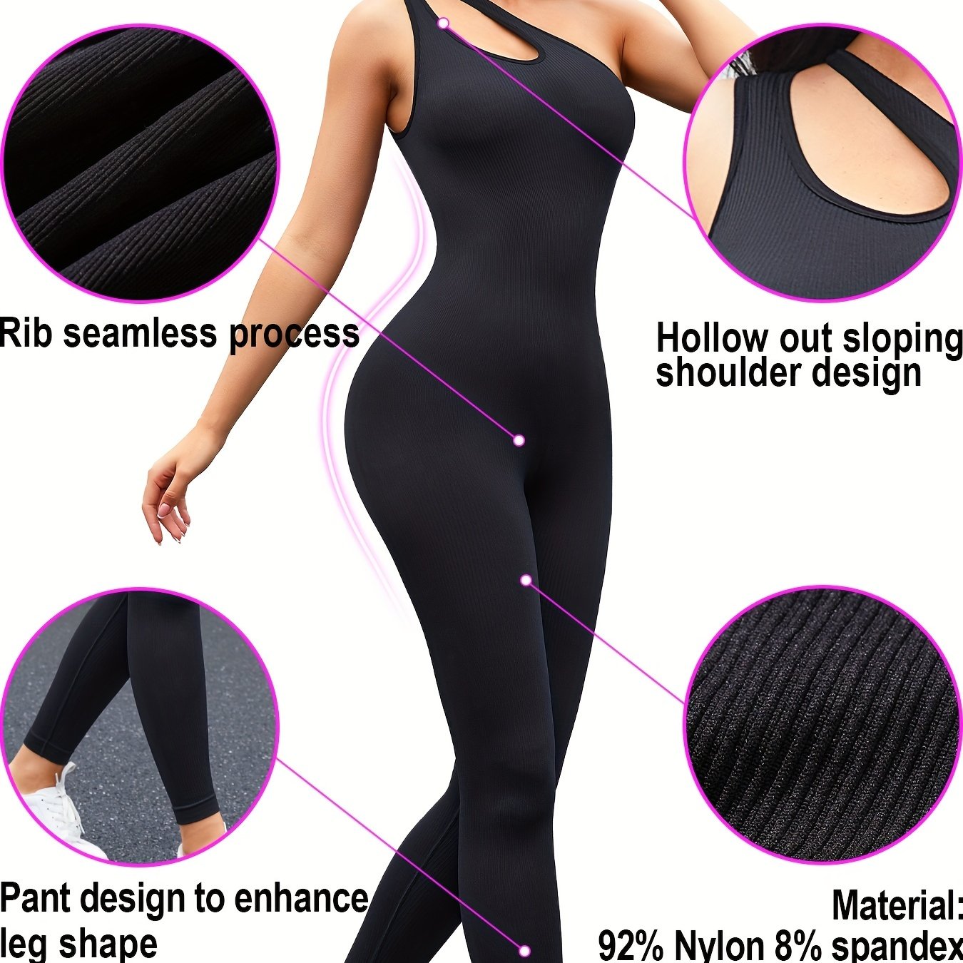 One Shoulder Strap Shaping Jumpsuit Tummy Control