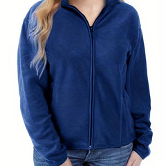 Zip Up Teddy Jacket Solid Long Sleeve Outerwear