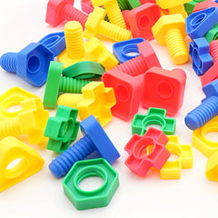 16pc Plastic Screw & Nut Building Blocks Set Puzzle Toy for Kids