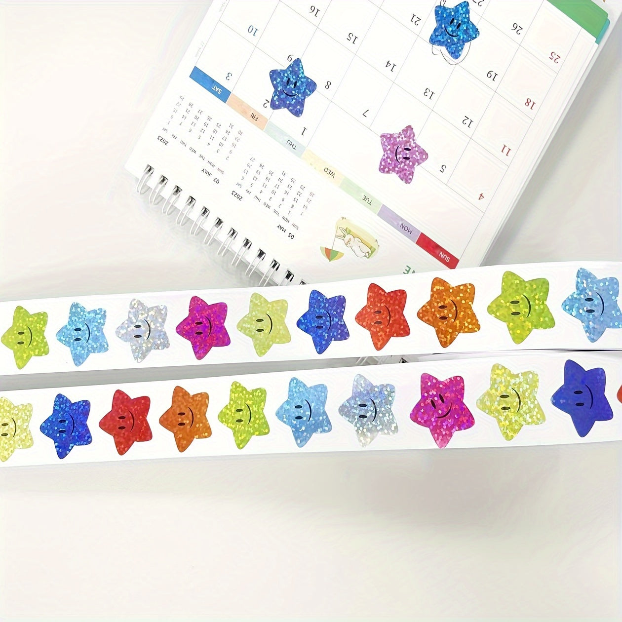 500pcs Rainbow Laser Star Stickers Roll Thank You Commercial Decoration