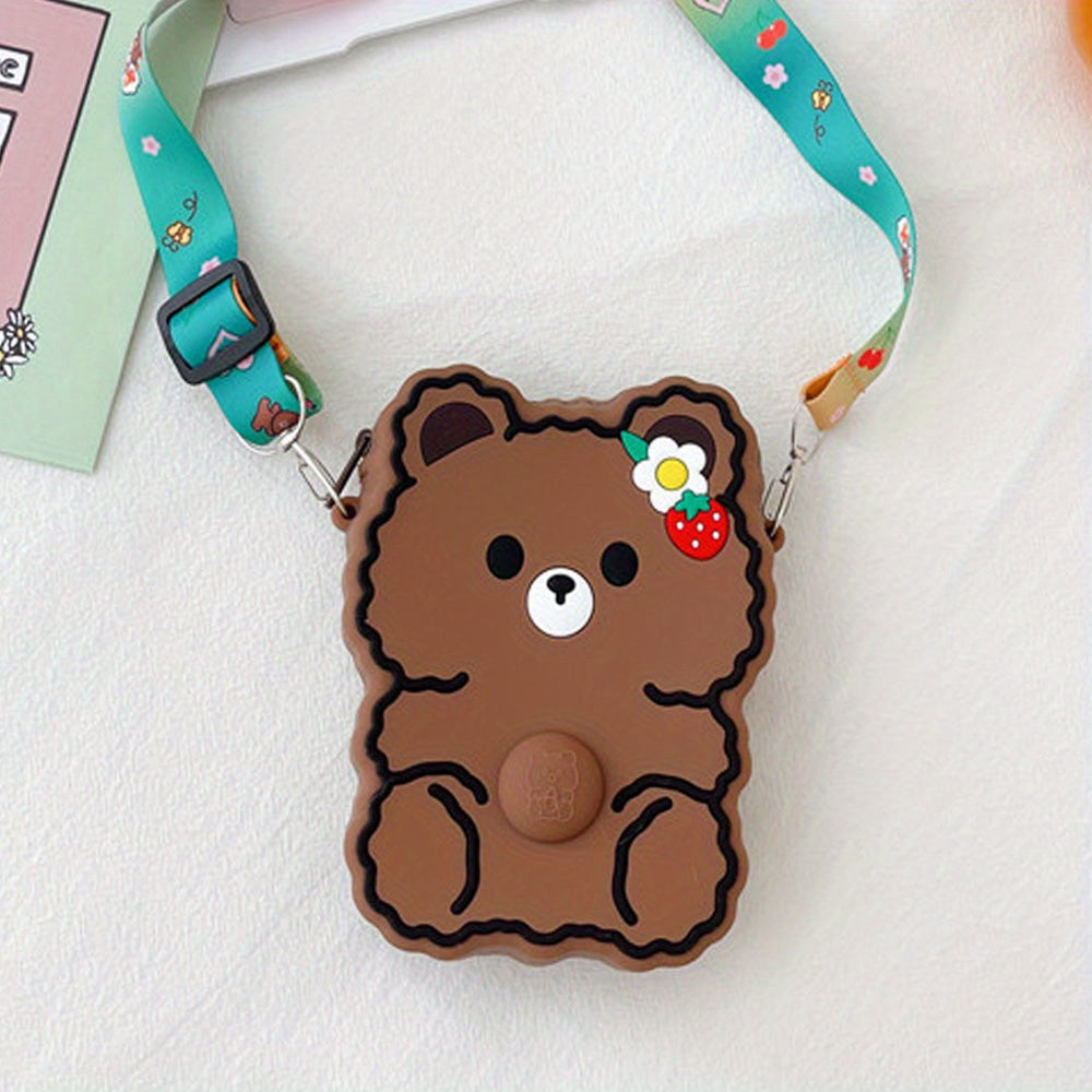Silicone Bear Coin Purse Bubble Toy Crossbody Bag