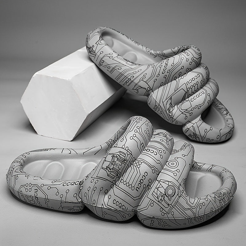 Men's Graphic Cloud Slides Non Slip Slippers