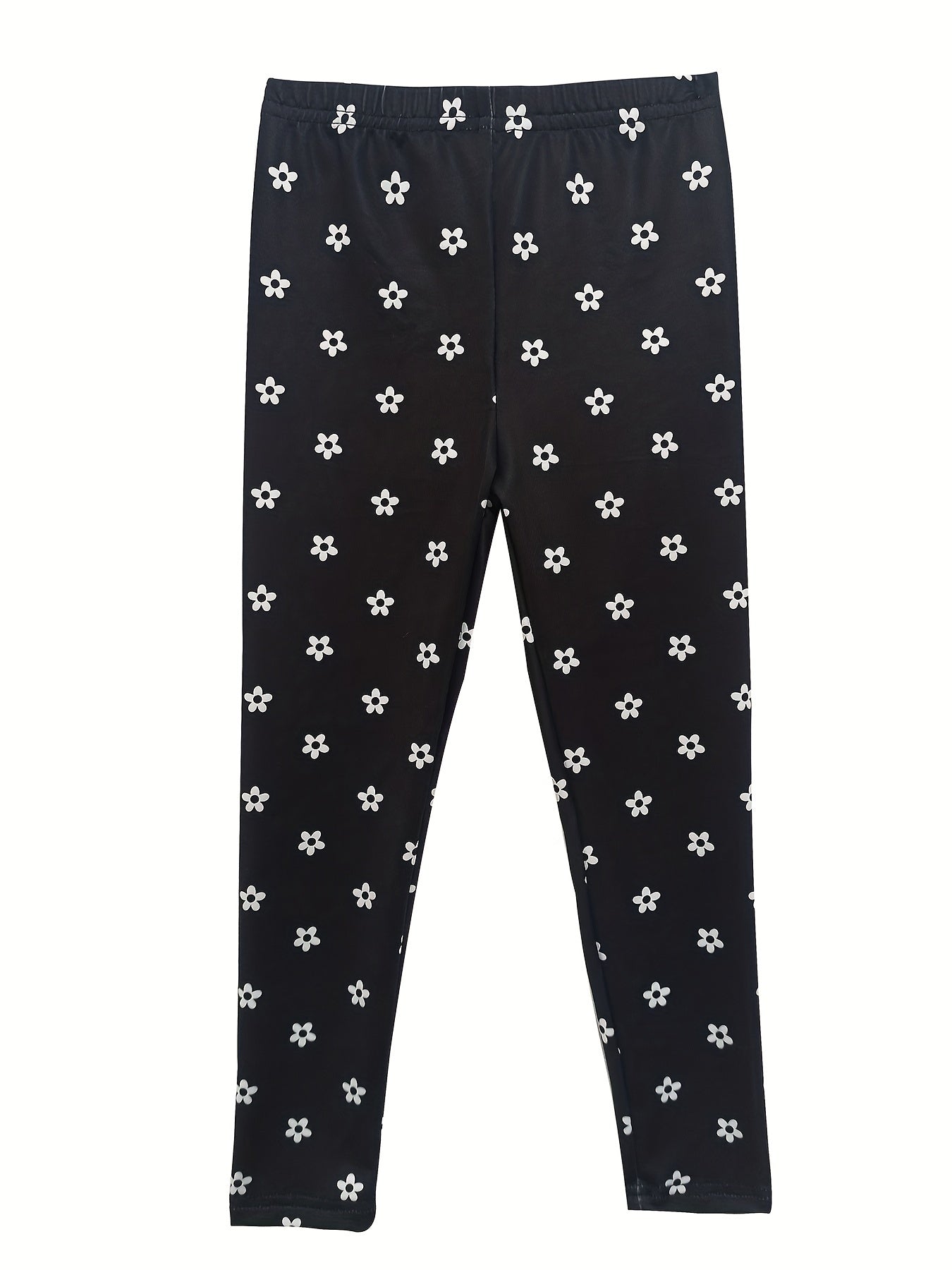 4pcs Girls' Full Print Stretch Skinny Legging Pants Butterfly Floral Print