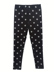 4pcs Girls' Full Print Stretch Skinny Legging Pants Butterfly Floral Print