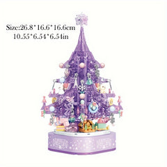 729pcs Purple Christmas Tree Building Blocks Toy with Music Box