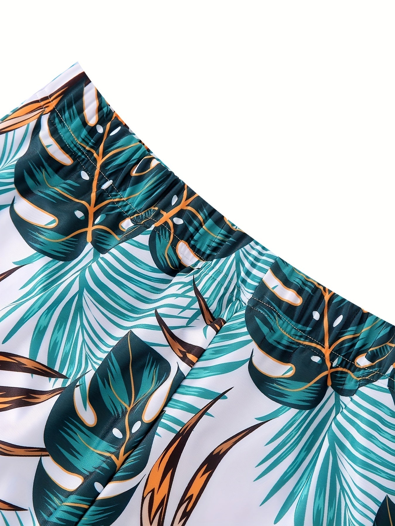Men's Quick Dry Swim Trunks Tropical Leaf Pattern