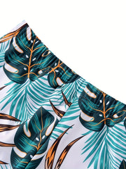 Men's Quick Dry Swim Trunks Tropical Leaf Pattern