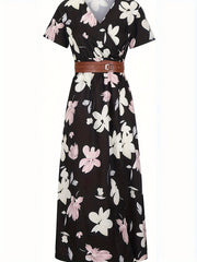 Boho Paisley Print V Neck Maxi Dress Plus Size