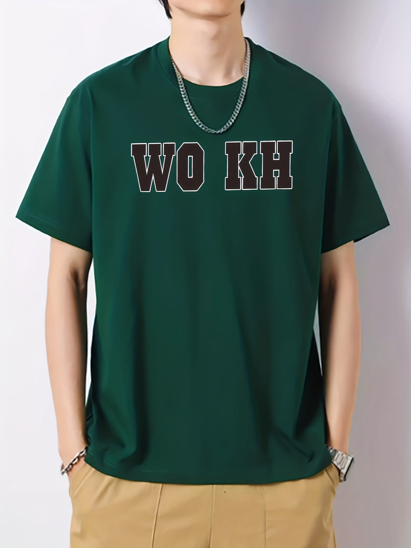 Men's Letter Print Active T-shirt for Summer