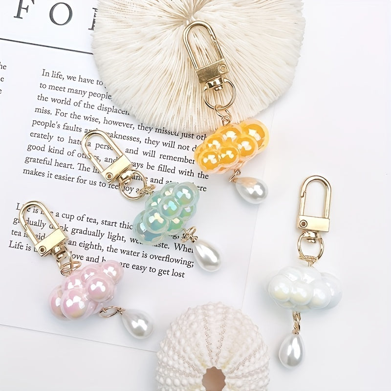 4pcs Cloud Pearl Keychain Bag Purse Pendant Birthday Gift