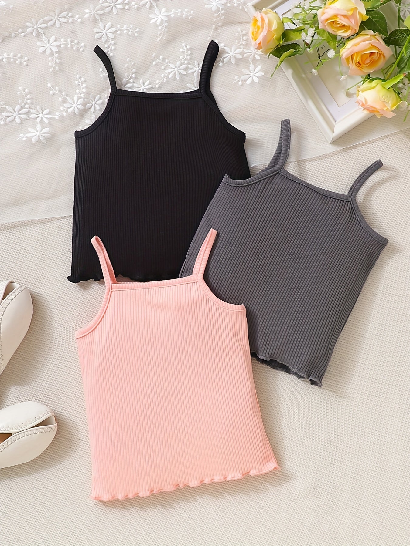 Girl's Cami Crop Tops Sleeveless Vests Set