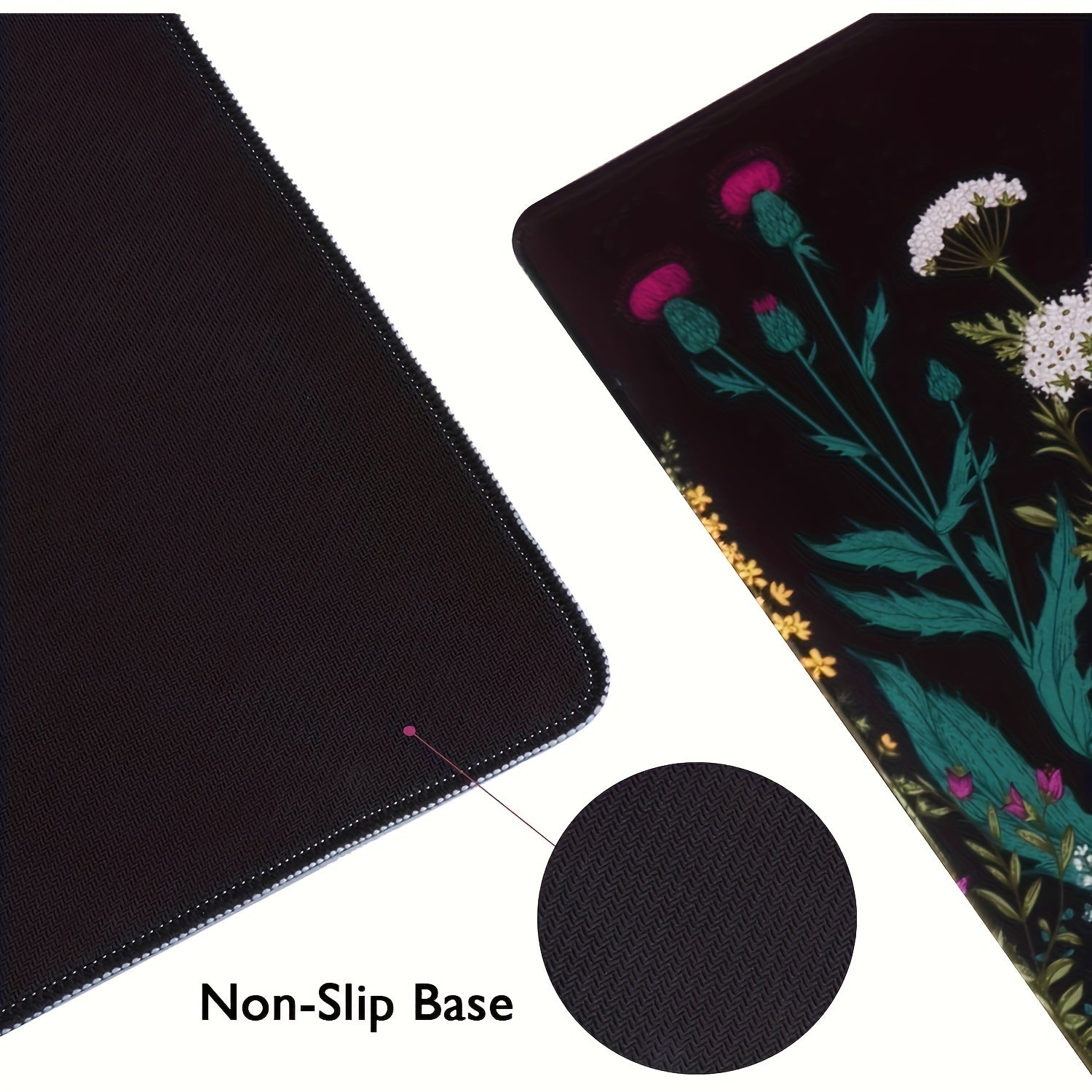 Large Gaming Mouse Pad with Rubber Base & Sewn Edge
