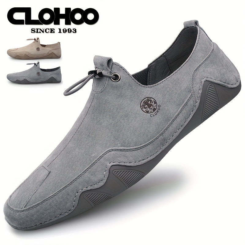 CLOHOO Men's Slip On Shoes Khaki Grey