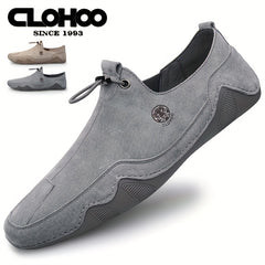 CLOHOO Men's Slip On Shoes Khaki Grey