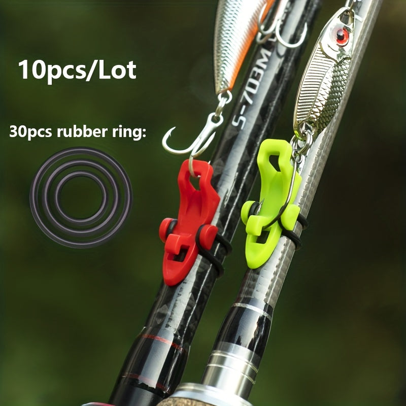 10pcs Fishing Hook Keeper Rod Holder with Elastic Rings