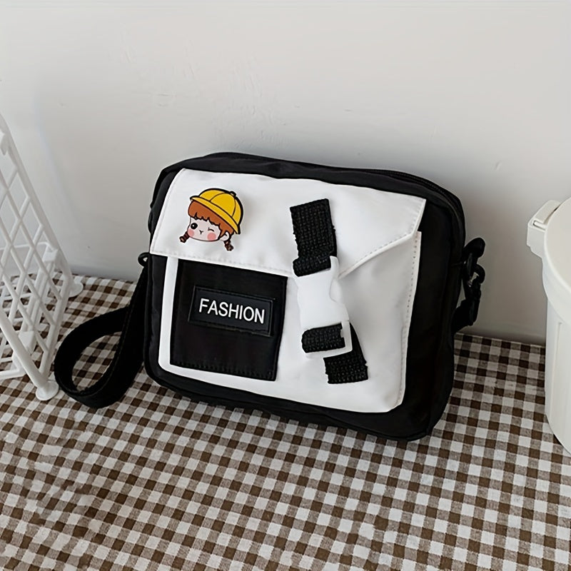 Kids Letter Patch Messenger Bag with Coin Purse