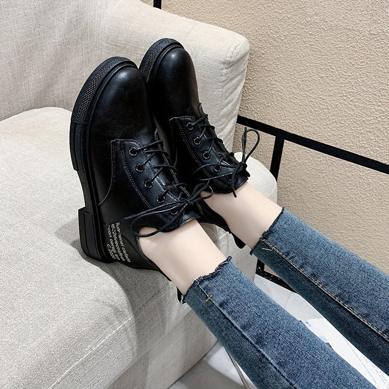 Women's Letter Decor Short Boots Lace Up Ankle Boots
