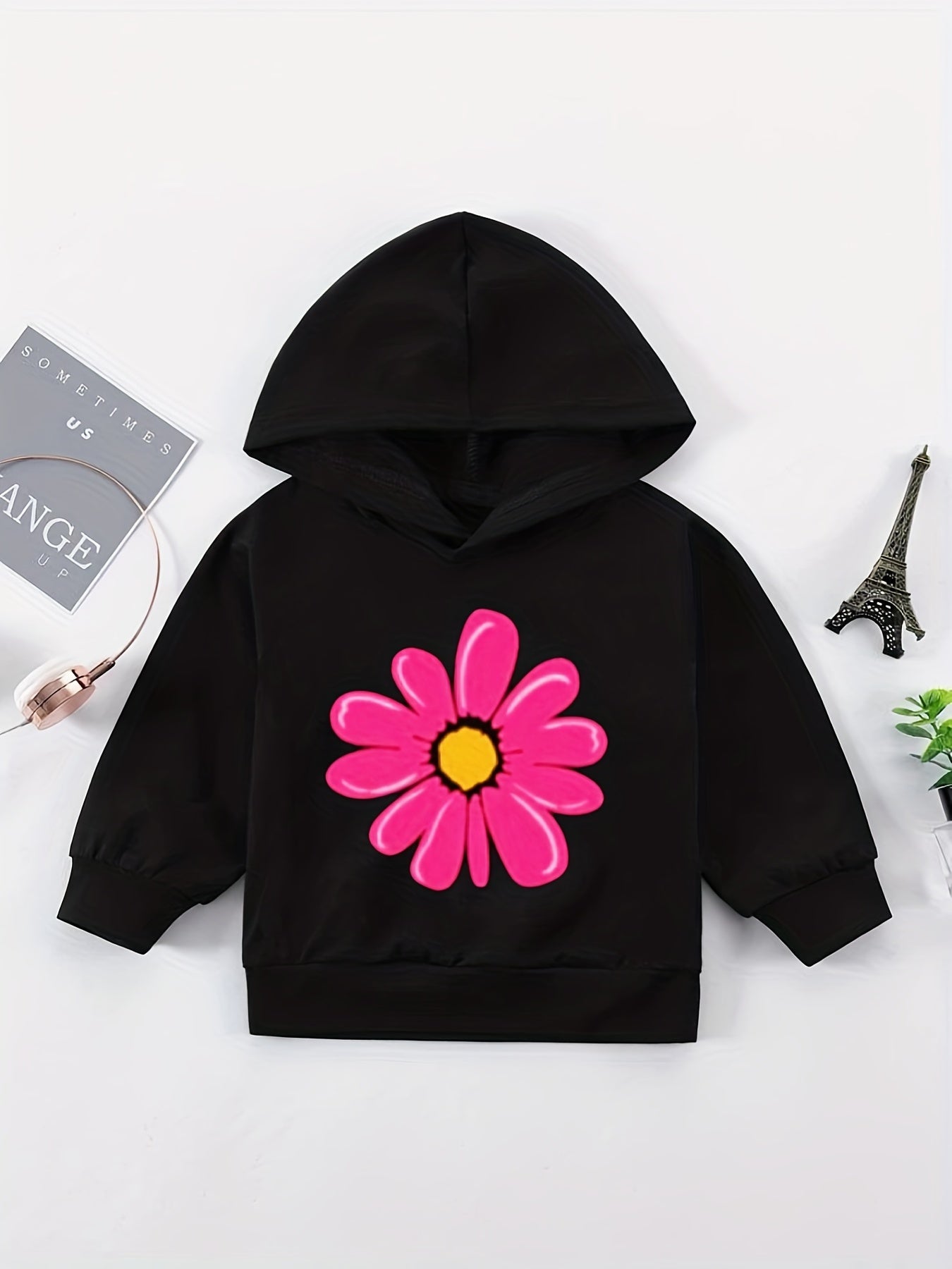 Baby Flower Graphic Hooded Sweatshirt Kids Casual Hoodie