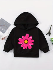 Baby Flower Graphic Hooded Sweatshirt Kids Casual Hoodie