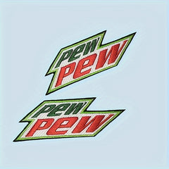 2pcs Pew Pew Funny Hook And Loop Embroidered Patch Outdoor Decoration