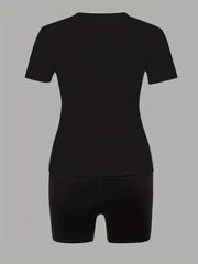 Casual Set Women's Plus Top & Shorts Outfit