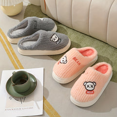 Women's Fluffy Slippers Slip On Round Toe Non-slip Home Shoes