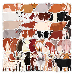 50pcs Cow Stickers for Fridge Laptop, Vinyl Waterproof Decal