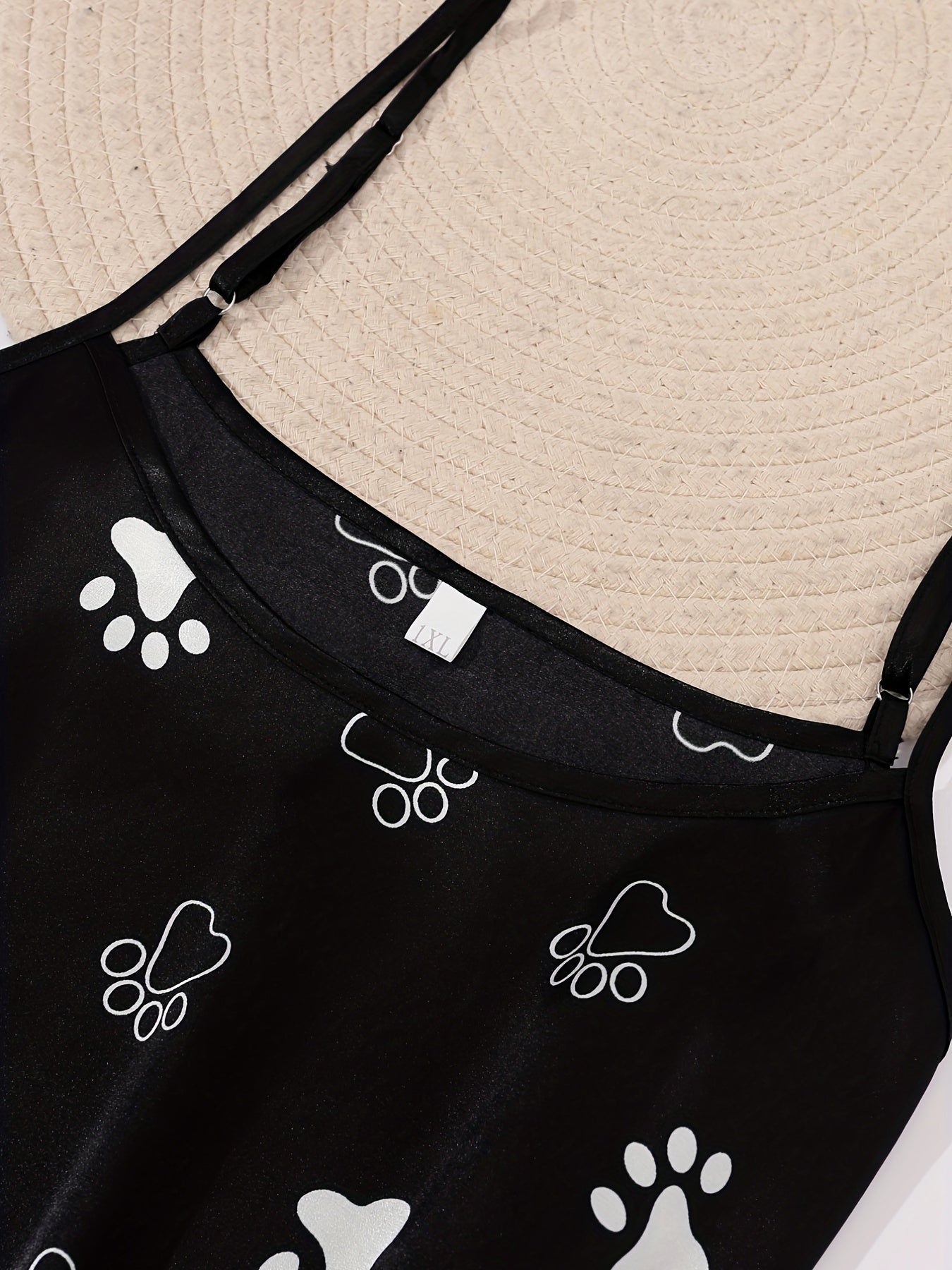 Dog Paw Print Cami Dress & Robe Set