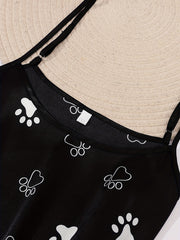 Dog Paw Print Cami Dress & Robe Set