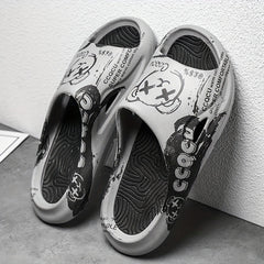 Men's Anime Print Non Slip Platform Slides Soft Sole Cloud Slides