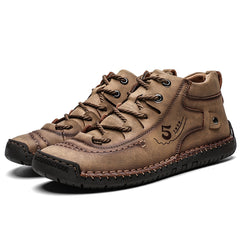 Men's PU Leather Ankle Boots Lace up Sneakers Casual Walking Shoes