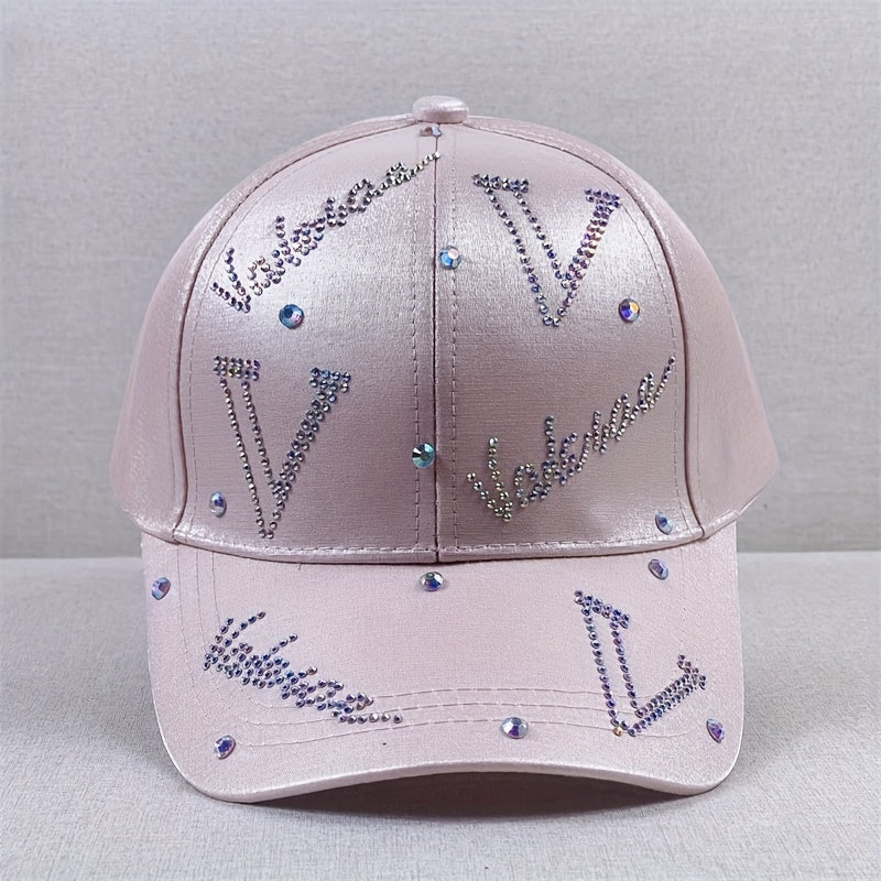 Pink Glitter Sun Rhinestone Letter Baseball Cap Lightweight Sunshade