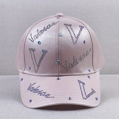 Pink Glitter Sun Rhinestone Letter Baseball Cap Lightweight Sunshade