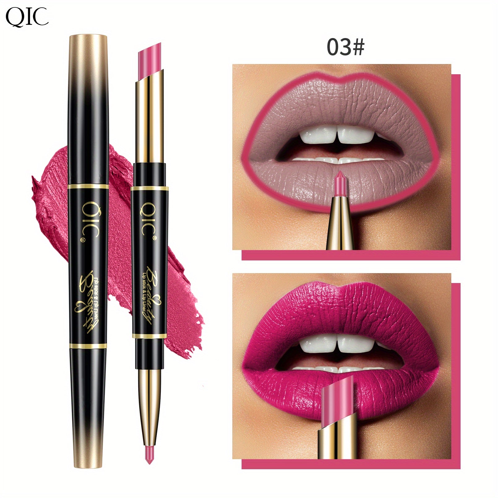 Waterproof Double Ended Lipstick and Lip Liner Pencil Matte Finish