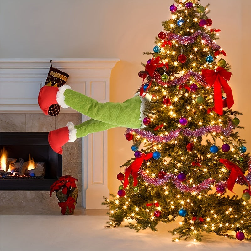 Christmas Elf Leg Tree Ornament, Holiday Decor Prop