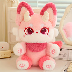 Devil Fox Plush Toy Soft Pink Stuffed Animal with Companion Bedtime & Home Decor