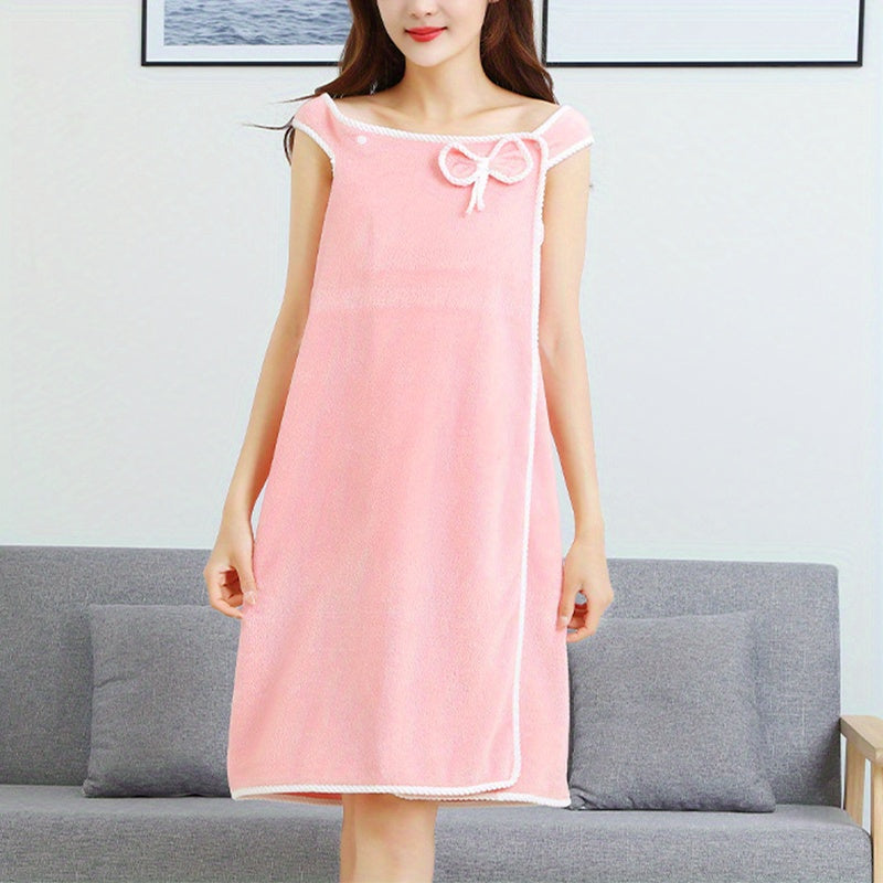 Bowknot Coral Velvet Bath Skirt Adults Wearable Bath Towel