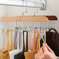 2pcs Wooden Tie Rack Belt Hanger-8 Hooks Wardrobe Tie Holder Hanging Organizer