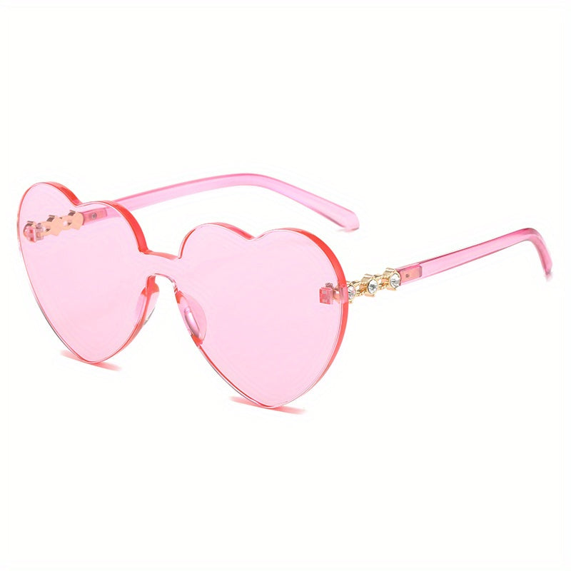 Y2K Heart One piece Sunglasses Rhinestone Decor Glasses UV400