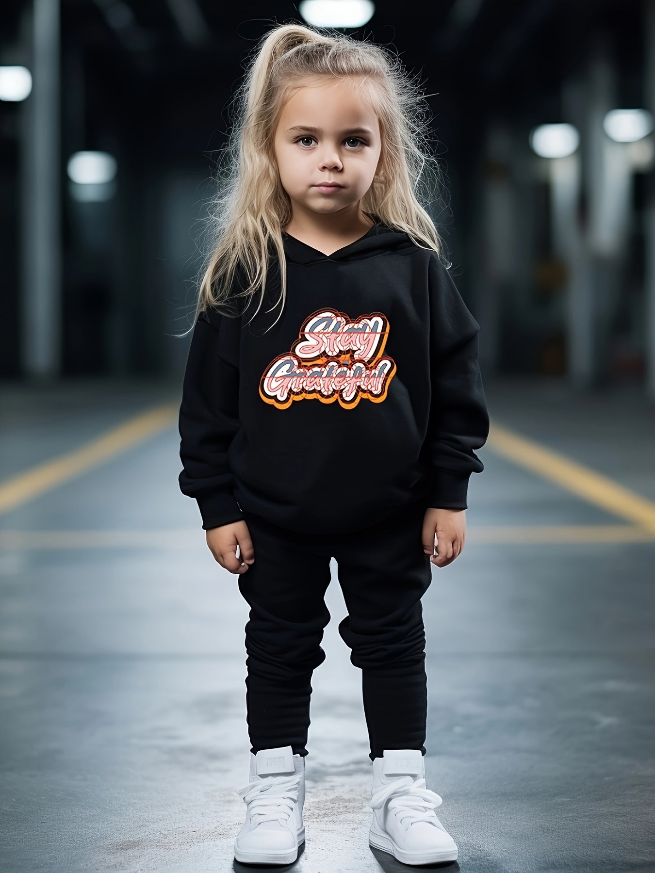 Girls 2pc Alphabet Hooded Sweatshirt & Sweatpants Set